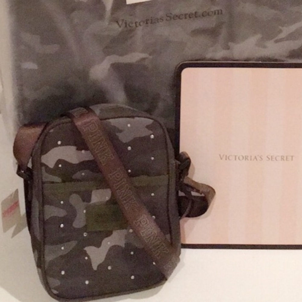 VS Pink green Camo Bling rhinestone Crossbody bag